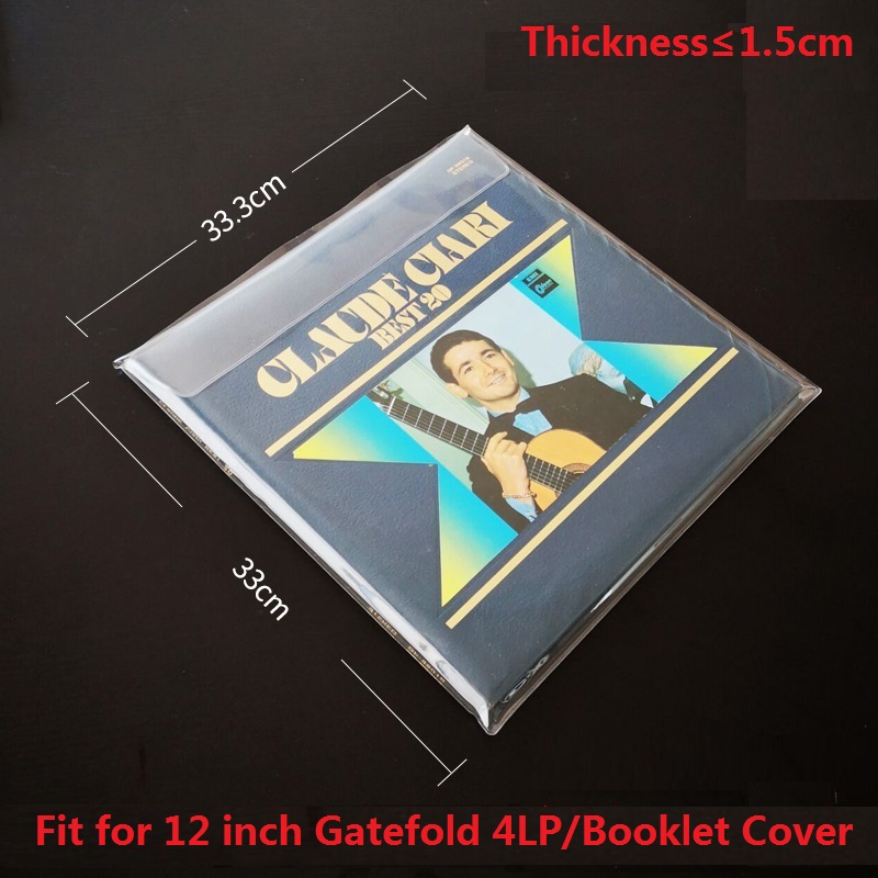 5PCS Extra Wide Thicken PVC Resealable Outer Sleeves for 12 Inch Gatefold 3LP 4LP Booklet Cover