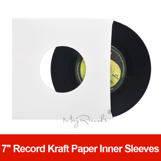 20 Heavyweight White Kraft Paper Inner Sleeves With Hole For 7'' Record Vinyl