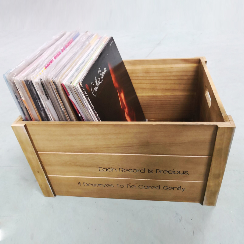 Vinyl Record Storage Box Wooden Box LP Storage Rack For LP CD Disc
